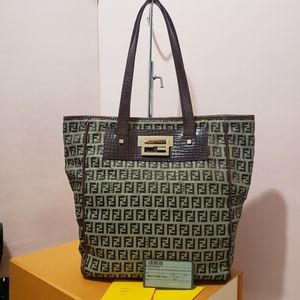 ❗SOLD❗Auth Fendi Shopping Tube zucca vitello